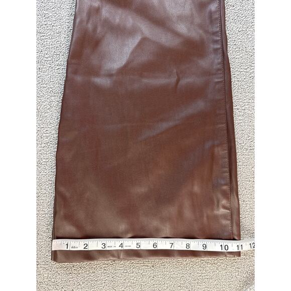 Hollister Faux Leather Flare Pants High Waisted Brown Size 13R Waist 31 - Picture 10 of 12